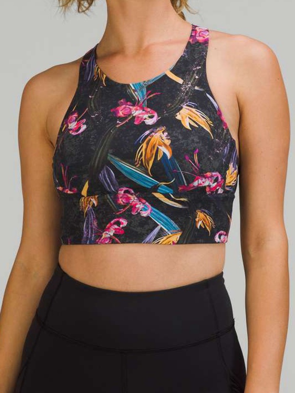 Lululemon Wunder Train Longline Bra Fade C/D Cup - Veiled Floral Black